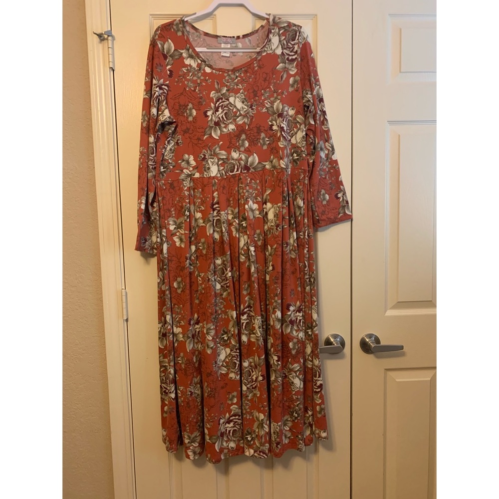 Burnt Orange Floral Maxi Dress